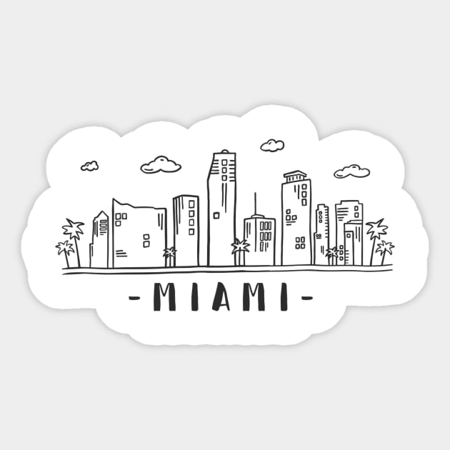 Skyline of Miami Sticker by EarlAdrian